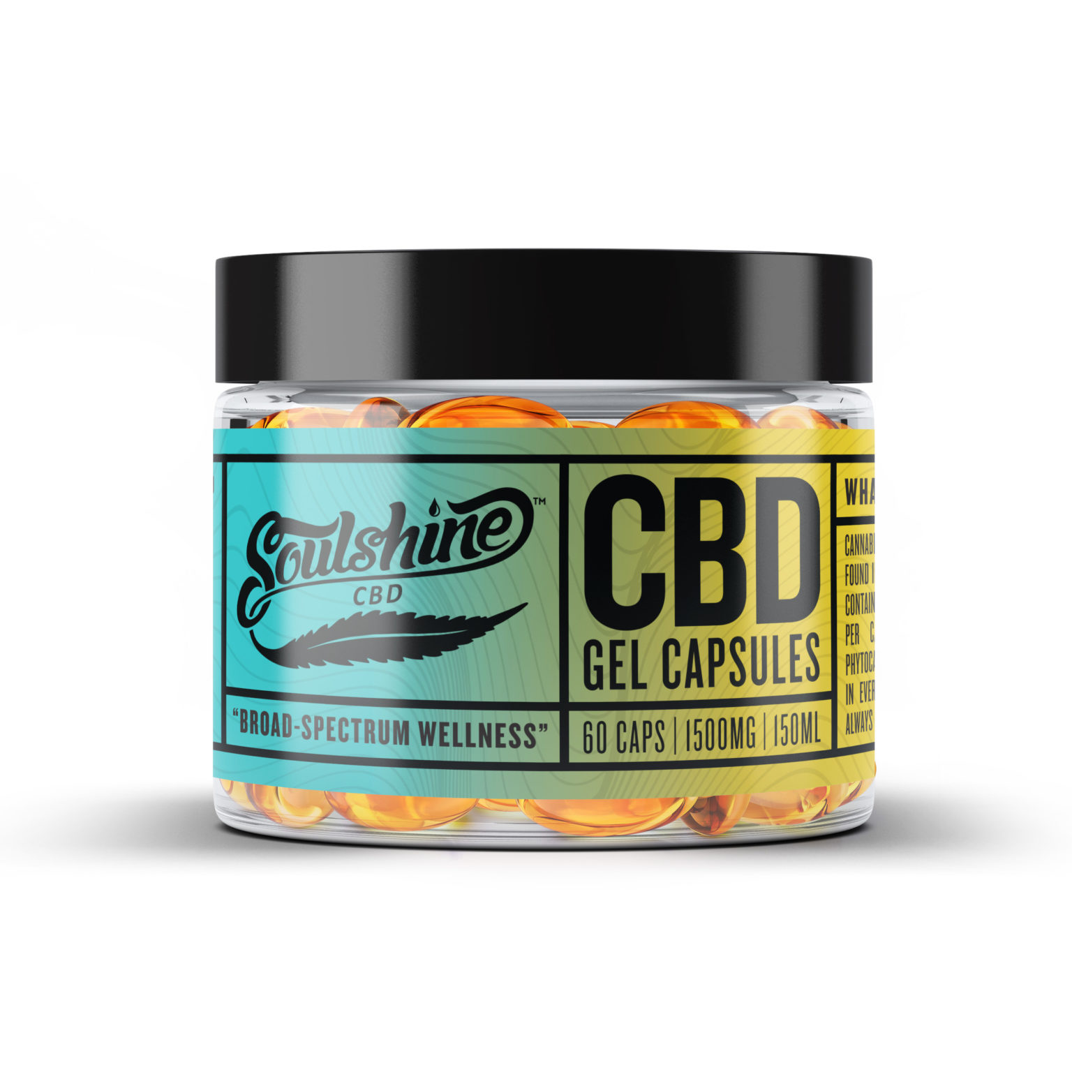 CBD GEL CAPSULES 1500mg 60 CAPS (25mg per capsule) SOULSHINE CBD